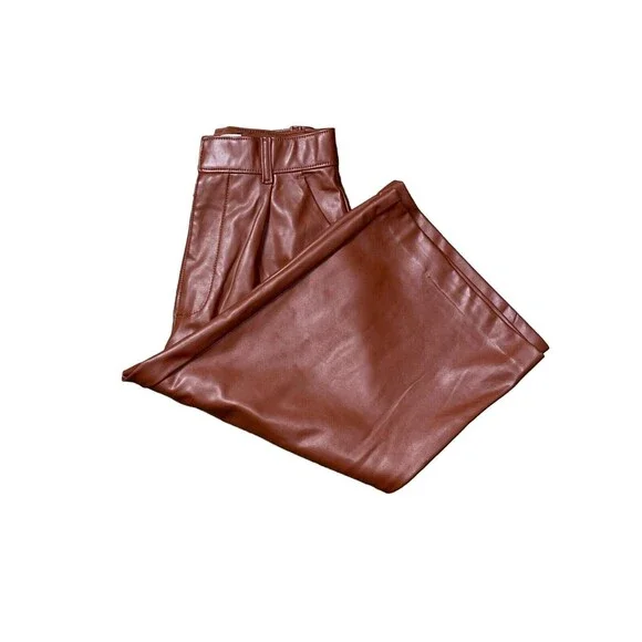 Abercrombie & Fitch Faux Vegan Leather Brown High Waisted Shorts Size XS